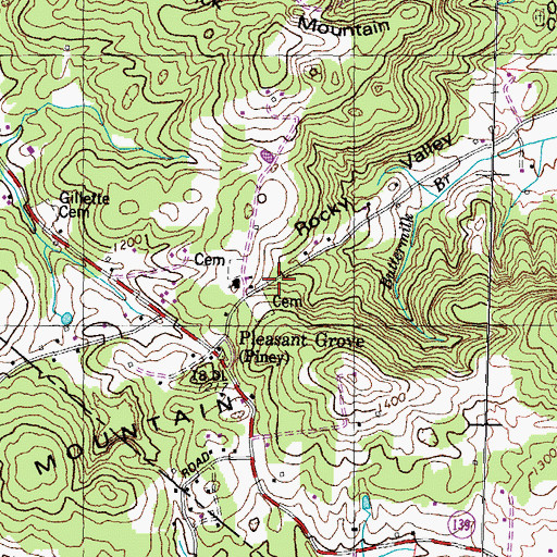 Topographic Map of Rocky Valley, TN