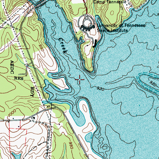 Topographic Map of Rowland Creek, TN