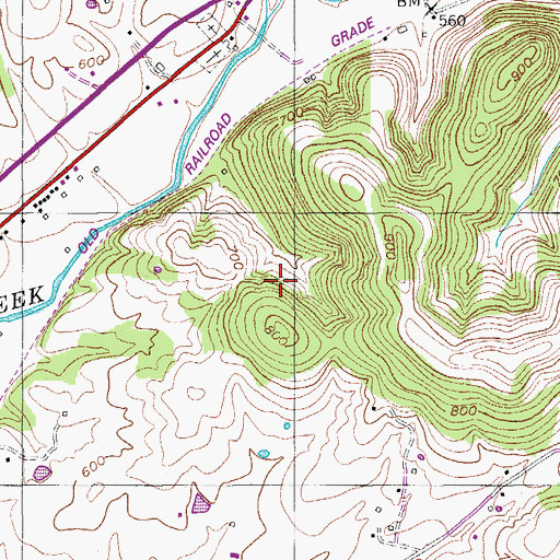 Topographic Map of Rogues Fork Creek, TN