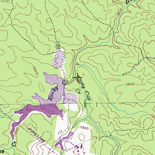 Topographic Map of Rusty Cup Creek, TN