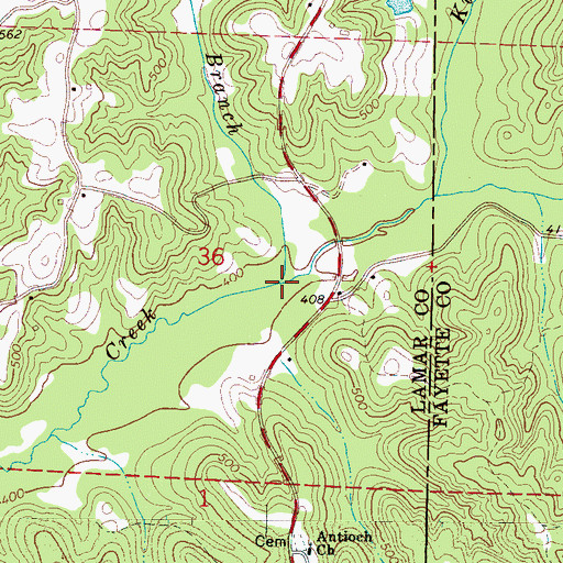 Topographic Map of Smith Branch, AL