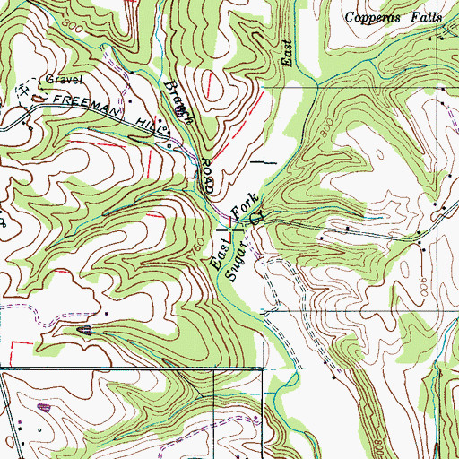 Topographic Map of Shay Branch, TN