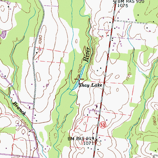 Topographic Map of Shay Lake, TN