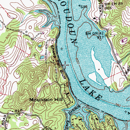 Topographic Map of Sheep Pen Bluff, TN