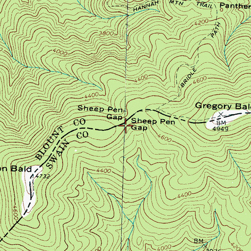 Topographic Map of Sheep Pen Gap, TN