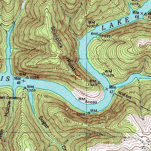Topographic Map of Sheeplick Point, TN