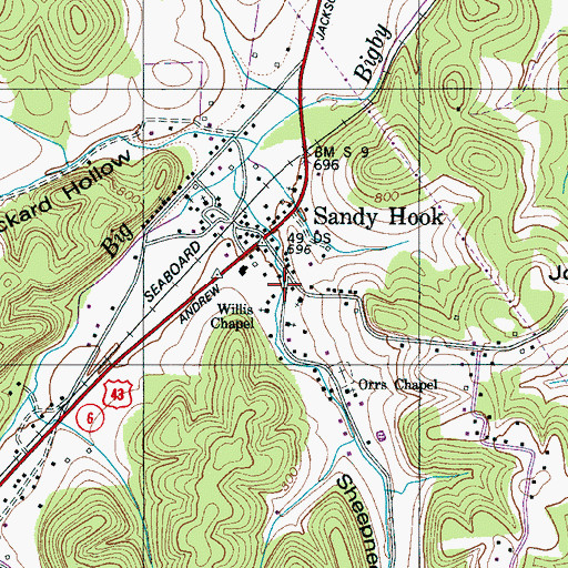 Topographic Map of Sheepneck Hollow, TN