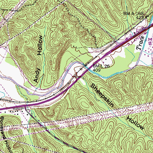 Topographic Map of Sheepskin Hollow, TN