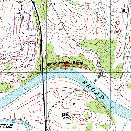 Topographic Map of Sheepwalk Bluff, TN