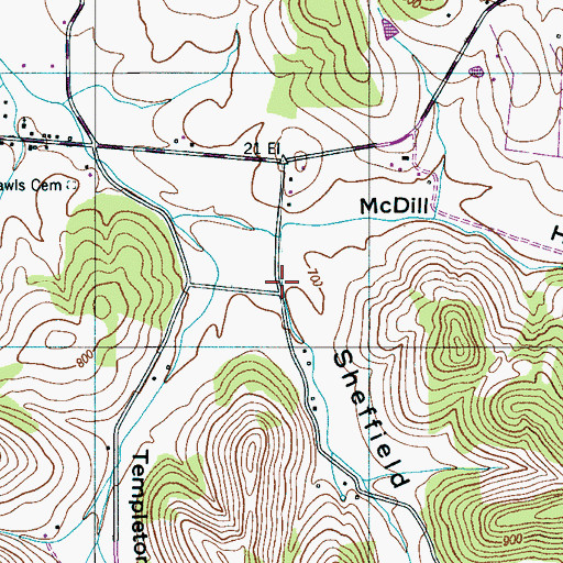 Topographic Map of Sheffield Hollow, TN