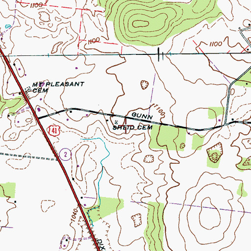 Topographic Map of Sheid Cemetery, TN