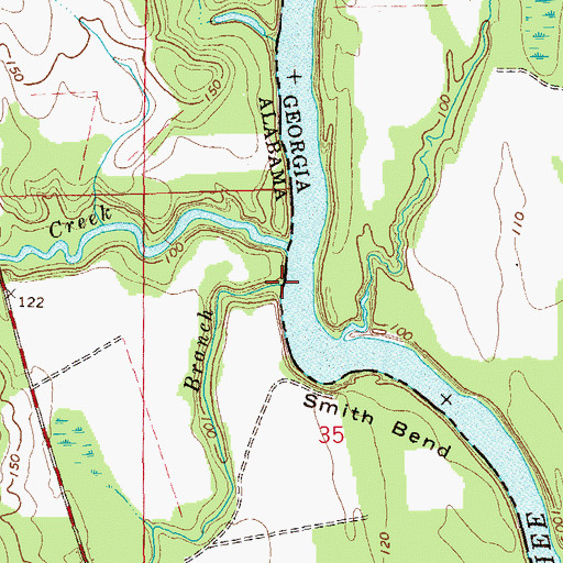 Topographic Map of Smith Branch, AL
