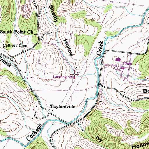 Topographic Map of Shelby Hollow, TN