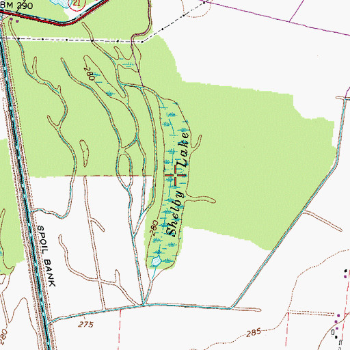 Topographic Map of Shelby Lake, TN