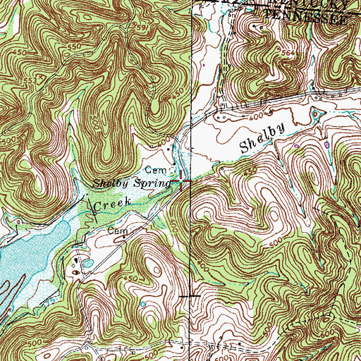 Topographic Map of Shelby Spring, TN