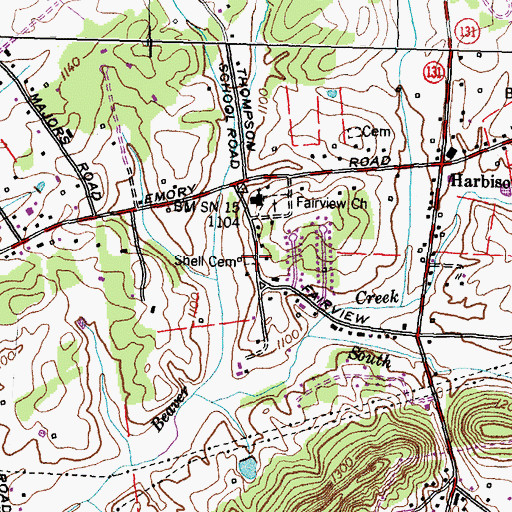 Topographic Map of Shell Cemetery, TN