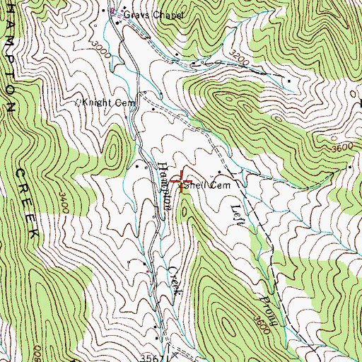 Topographic Map of Shell Cemetery, TN