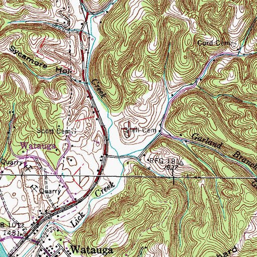 Topographic Map of Shell Cemetery, TN