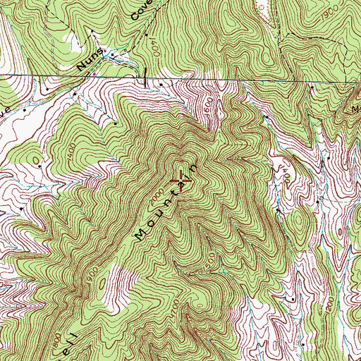 Topographic Map of Shell Mountain, TN
