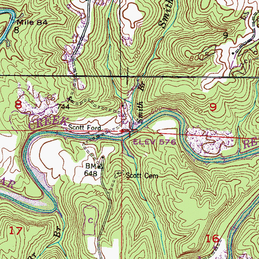 Topographic Map of Smith Branch, AL