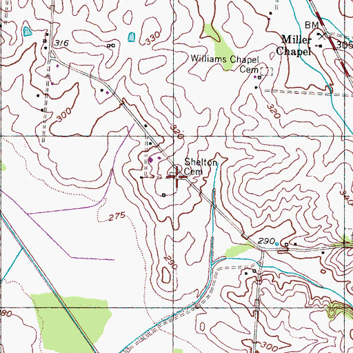 Topographic Map of Shelton Cemetery, TN