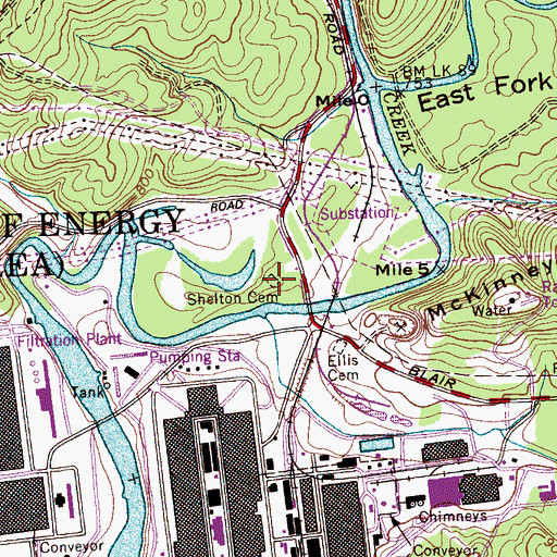 Topographic Map of Shelton Cemetery, TN