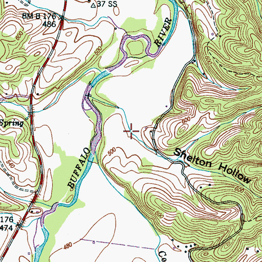 Topographic Map of Shelton Hollow, TN