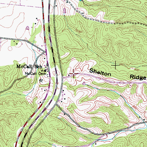 Topographic Map of Shelton Ridge, TN