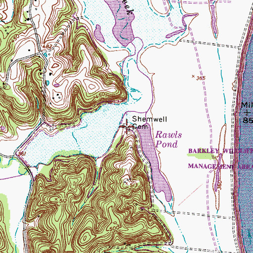 Topographic Map of Shemwell Cemetery, TN