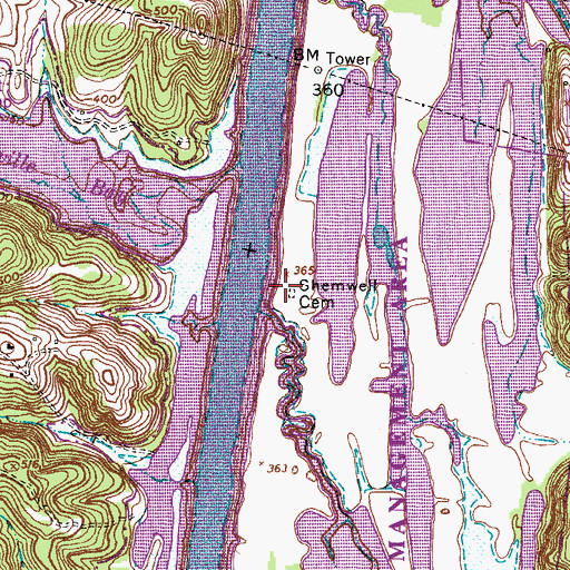Topographic Map of Shemwell Cemetery, TN