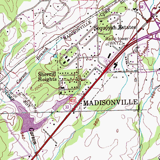 Topographic Map of Sherril Heights, TN