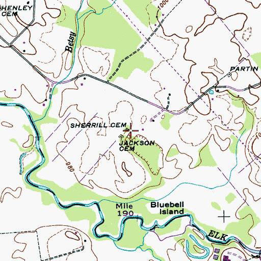 Topographic Map of Sherrill Cemetery, TN