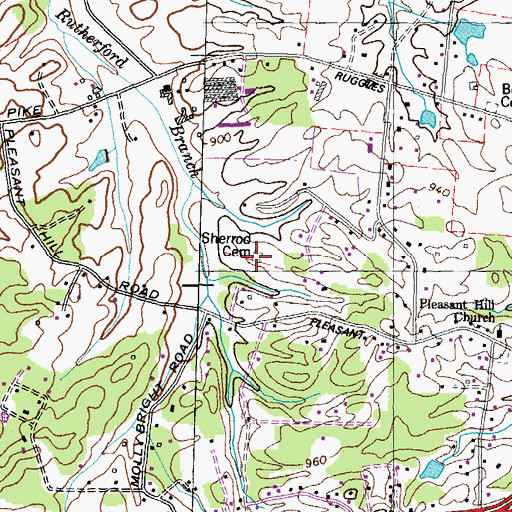 Topographic Map of Sherrod Cemetery, TN