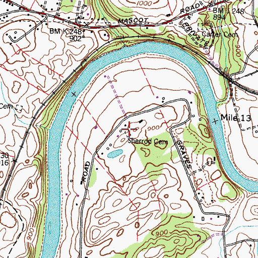 Topographic Map of Sherrod Cemetery, TN