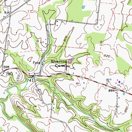Topographic Map of Sherron Cemetery, TN