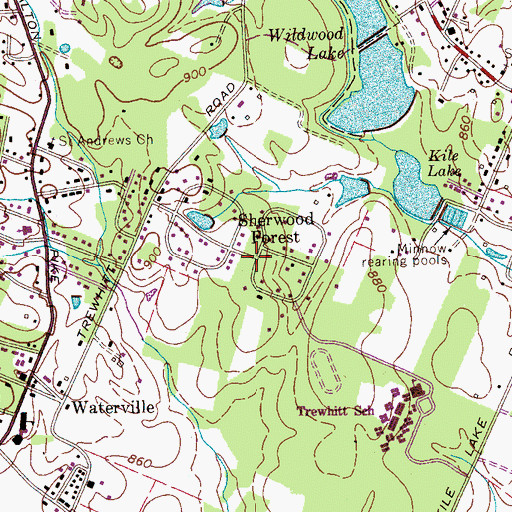 Topographic Map of Sherwood Forest, TN