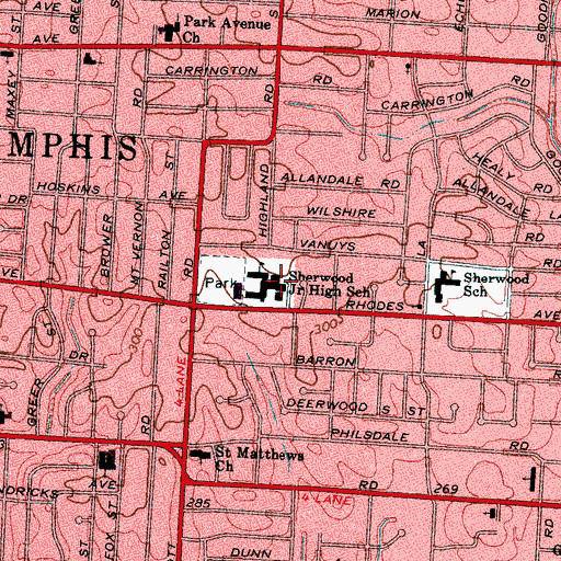 Topographic Map of Sherwood Junior High School, TN