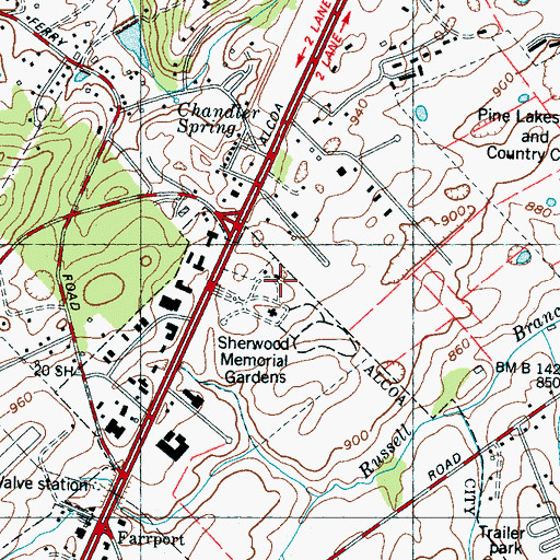 Topographic Map of Sherwood Memorial Gardens, TN