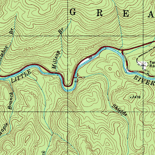 Topographic Map of Shields Branch, TN