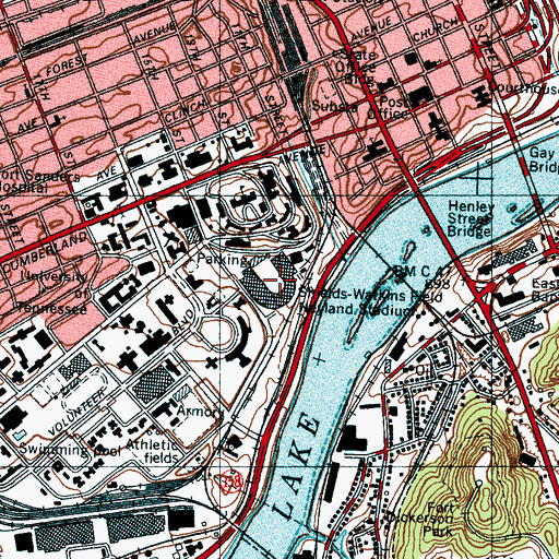 Topographic Map of Shields-Watkins Field, TN
