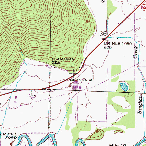 Topographic Map of Smith Cemetery, AL