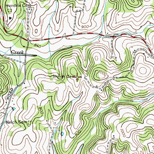 Topographic Map of Shiloh Cemetery, TN