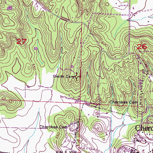 Topographic Map of Smith Cemetery, AL