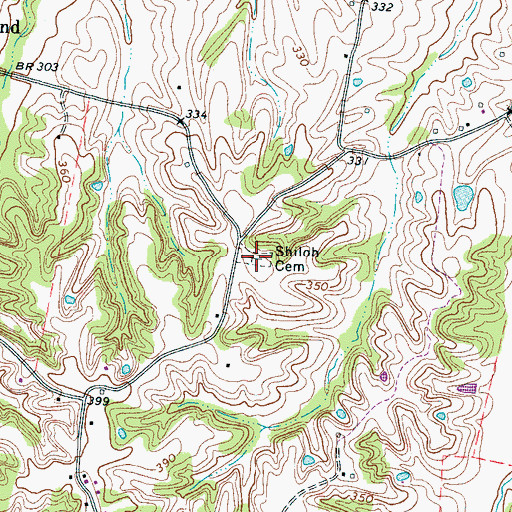 Topographic Map of Shiloh Cemetery, TN