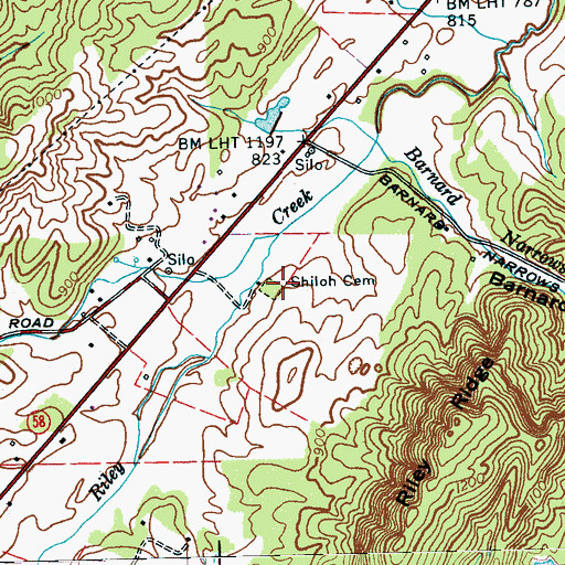 Topographic Map of Shiloh Cemetery, TN