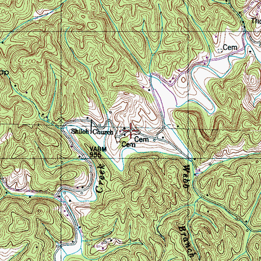 Topographic Map of Shiloh Cemetery, TN