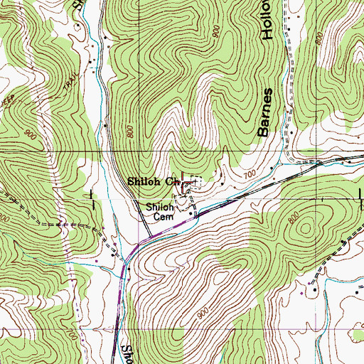 Topographic Map of Shiloh Church, TN