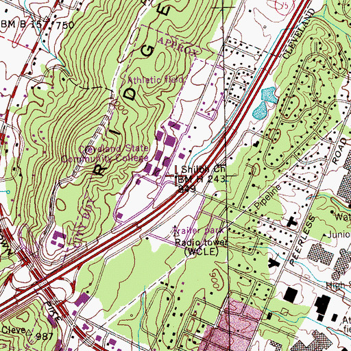 Topographic Map of Shiloh Church, TN