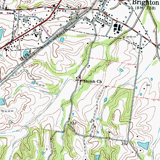 Topographic Map of Shiloh Church, TN