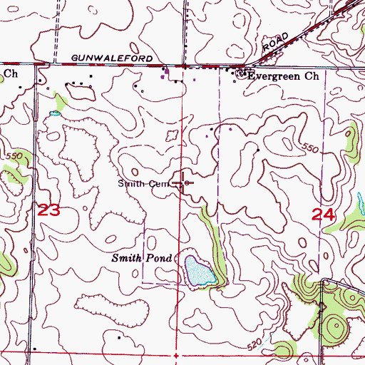 Topographic Map of Smith Cemetery, AL
